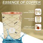 MERCAPE® 100% Pure Copper Glasses Set of 2 | Designer Meena Print | 300ml Each | Ayurvedic Benefits | Handmade Copper Tumblers for Daily Use & Gifting (Multiple Designs) (Beige Swallow Design)