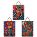 Artvibes Artistic Elephant & Fish Designer Modern Art Wooden Art Decoration Item for Home | Art For Wall | Wall Sculpture | Signs & Plaques | Aesthetic Wooden Decor | Ideal Gifts (WH_9623N), Set of 3