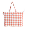 HOUSE OF ORLO: Pinteresty QUILTED 100% Cotton Checked Tote Bags with Zipper for Women - For College, Travel, Work and Daily Use -Large, Terracotta