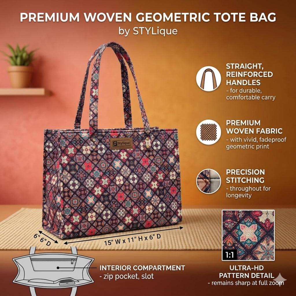 Stylique Large Jute Cotton Handbag for Women | Premium Canvas Tote Shoulder Bag | Office Laptop Shopping College Travel Purse | Reusable Spacious Daily Carry Organizer