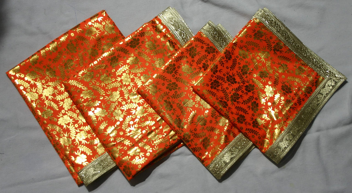 Lakshmi Maa Collection's Rumala Sahib Double Set Orange with gota (4 nos.)