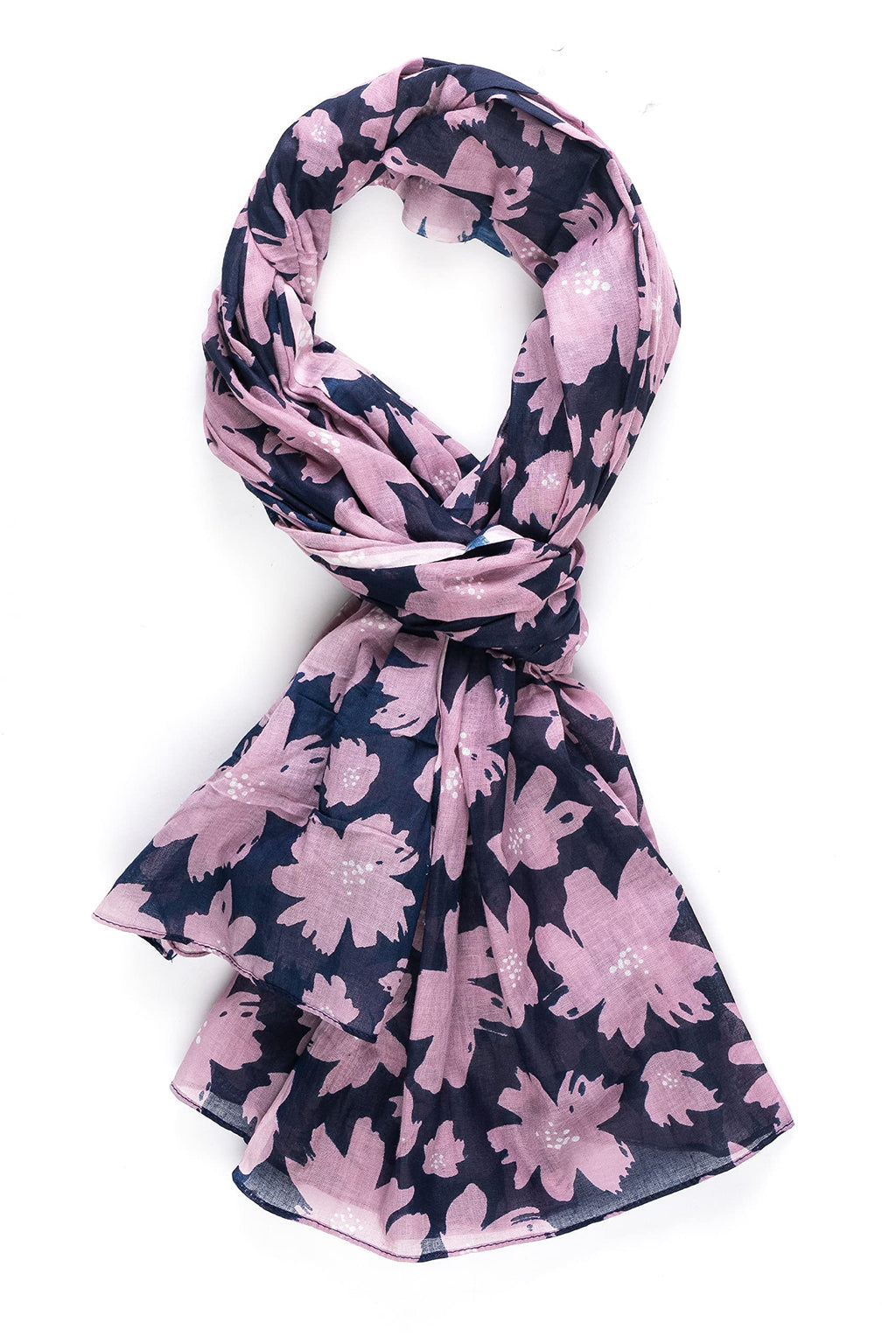 AQVA Printed Cotton Scarf for Women Stylish (Bahar Navy Lilac) | Head and Face Cover Scarf for Girls with 100% Cotton | Soft & Lightweight Scarves/Stoles for all Weather (72 x 43 in)