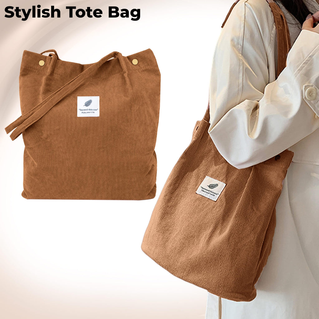 Kraptick CanvasTote Bags – Stylish Shoulder Tote Bag for Everyday Use For Women Reusable Compact Perfect as a Grocery, Shopping Bags for Grocery (Brown)
