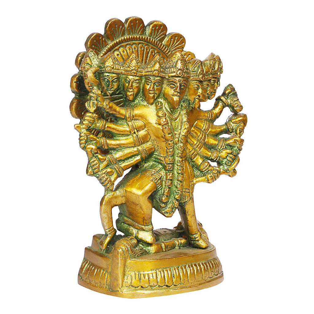 ARTVARKO Brass Kali Maa Murti | Maha Kali Ten Legs Mahakali Kalika Maa Statue Sculpture Idol Puja Murti Decor 4.5x6 Inches