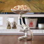 KridayKraft Metal Elephant Dry Fruit Bowl Showpiece Silver Polish for Your Home,Office Table Decorative,Elephant Showpiece Bowl for Gift,Animal Figurines