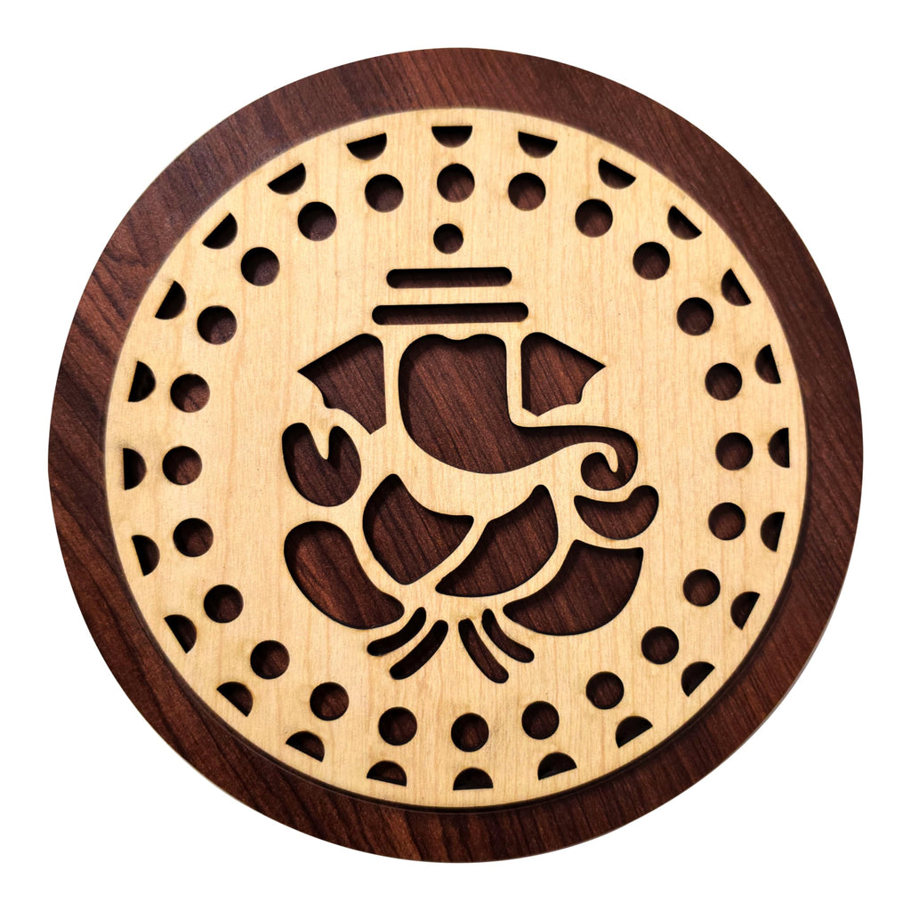 SOLOBOLO Lord Ganesha MDF Wall Hanging | Hindu God Ganesha Home Temple & Wall Decor for Pooja Room, Door Entrance & Living Room (8 Inches)