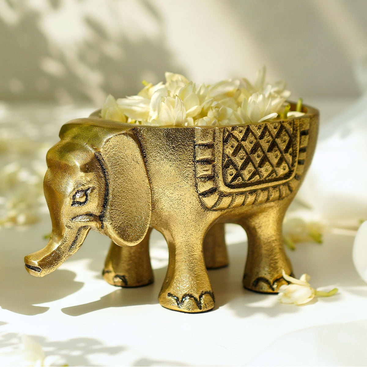 BEHOMA Metal Elephant for Good Luck,Statue for, Gold, 15.5cm