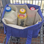 Simple Ecology Organic Cotton Deluxe Reusable Grocery Shopping Bag with Bottle Sleeves - Blue (Heavy Duty, Washable, Durable Handles, Foldable, Craft & Gift Bag, 6 Bottle Wine Bag Carrier)