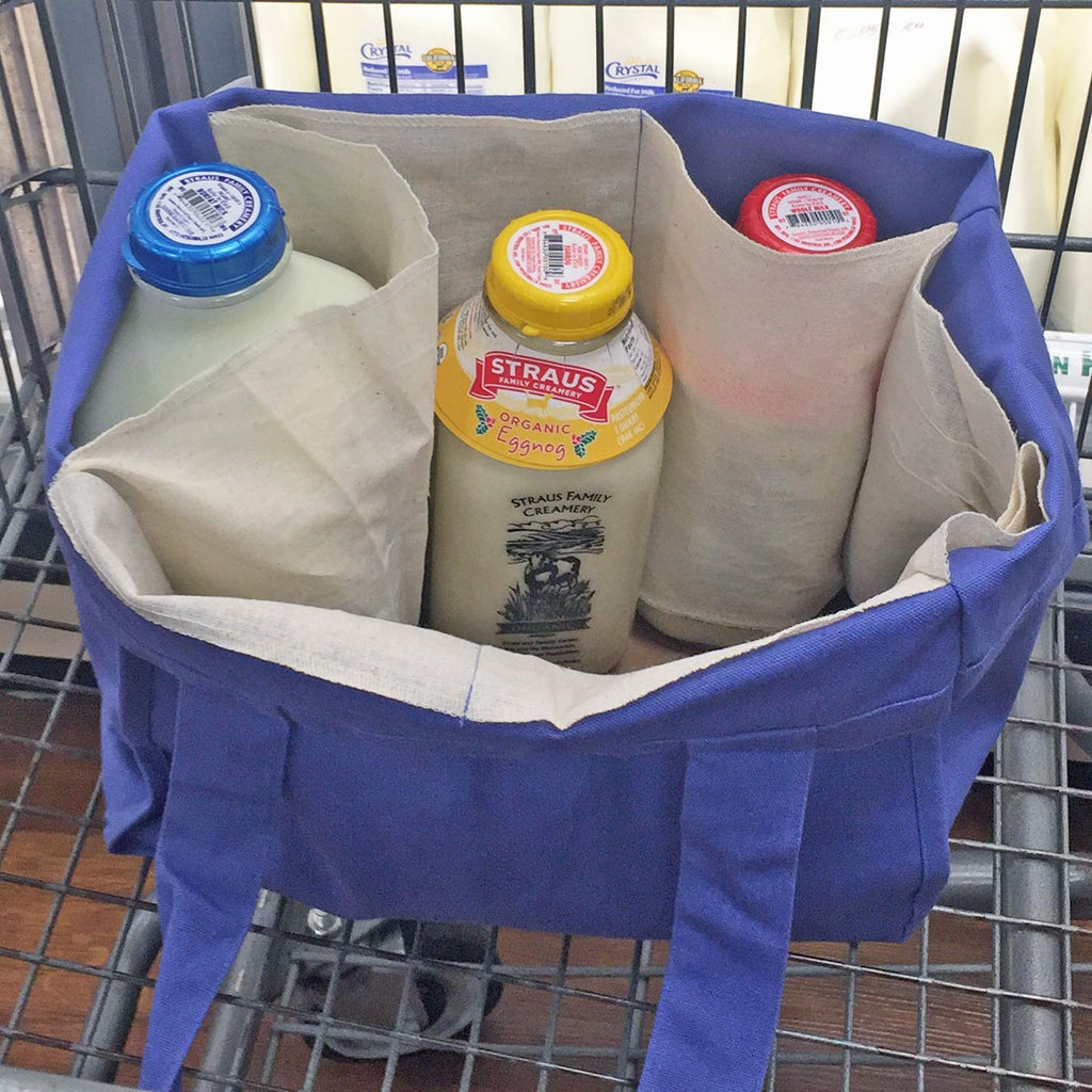 Black : Simple Ecology Organic Cotton Deluxe Reusable Grocery Bag with Bottle Sleeves - Black