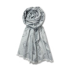 FAHABO Shimmer Geometric Woven Cotton Blend Scarf for Women – Lightweight Hijab & Stole Wrap | 73 x 29 Inches (Light Grey)