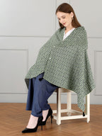 Switchon Rayon Nursing Cover for Breastfeeding Multi Use Poncho Style Scarf with Buttons, Feeding Apron Breathable for Pre & Post Pregnancy free size (72inch x 22inch) (Green_Black)