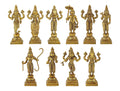 SVARUP Brass Dashavatara Dasavatharam of Lord Vishnu Statues Ten Incarnations Avatars Idol Murti for Mandir Puja Temple (Gold Color Height 6 Inches)