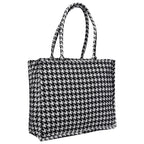 ENSAC Premium Cotton Tote Bag for Women, Stylish Handbag for women with Zip Closure | Fit for Office Bag, College, Travel Use | Handcrafted in India (Cutwork-tote-big) (Black)