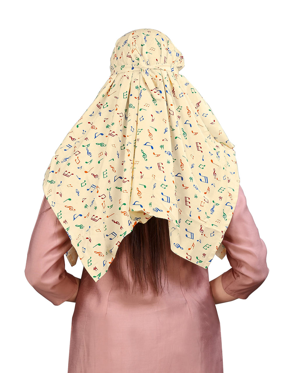 TESY QWEN Women's Scarf Cum Mask with Cap, Rayon Multi-Functional Neck Gaiter with UV Protection for Biking, Hiking and Travel (Music)