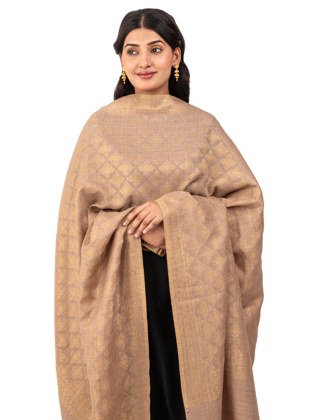 Naureen Women Pashmina Blend Zari Shawl, Warm and Soft, 40x80 inch