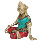 SVARUP Brass Lord Indra Dev Statue Inder Dev Vastu Idol Figurine Handicraft Religious Showpiece 6 Inch Multicolor