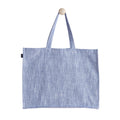 KITES CREATIONS 100% Cotton Shopping Bag, Stylish & Shoulder Tote with Inner Pocket, Perfect for Grocery, Travel, Shopping, Chambray Slub (14”x17.5”x5.5”), Set of 10 - Navy
