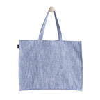 KITES CREATIONS 100% Cotton Shopping Bag, Stylish & Shoulder Tote with Inner Pocket, Perfect for Grocery, Travel, Shopping, Chambray Slub (14”x17.5”x5.5”), Set of 5 - Navy