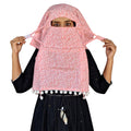 Switchon Scarf Hijab Rayon Printed fancy scarf for women Size Adjustable -Hook loop tape (Peach_White)