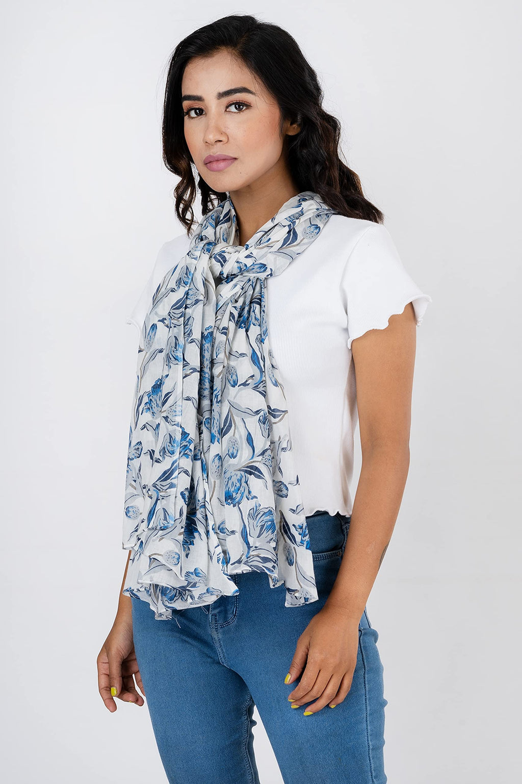 AQVA Printed Cotton Scarf for Women Stylish (Angan) | Head and Face Cover Scarf for Girls with 100% Cotton | Soft & Lightweight Scarves/Stoles for all Weather (72 x 43 in)