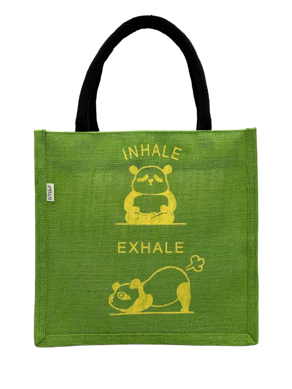 JUTEKA Printed Eco Friendly Jute Bag with Zipper Closure and Premium Cotton Handles for Lunch, Grocery, Tiffin, Office, Shopping
