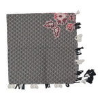 PRACWAL Cotton Printed Scarf, Black and Muliti color Printed Pattern, Square Shape with Tassels, Casual Style, Unisex Adult Fashion Accessory, 100x100 cms