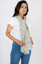 AQVA Printed Cotton Scarf for Women Stylish (Sitara Ecru petrol) | Head and Face Cover Scarf for Girls with 100% Cotton | Soft & Lightweight Scarves/Stoles for all Weather (72 x 43 in)