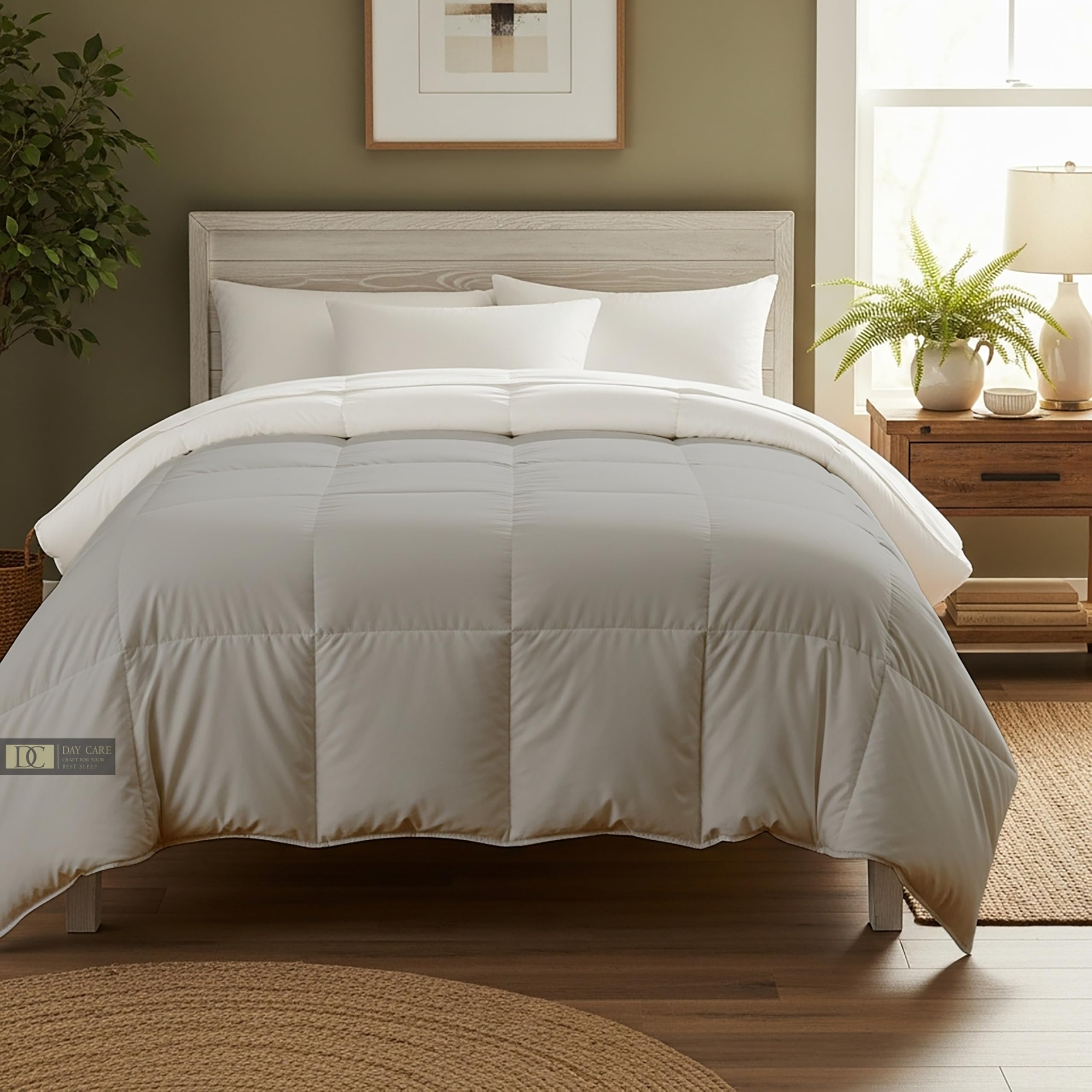 Day Care® 600 GSM Premium Comforter | Cloud Down Touch Microfiber Quilt | Heavy Warm Winter Blanket Rajai | Soft, Lightweight & Machine Washable - 60x90 Single Bed | Silver/White Kafalo