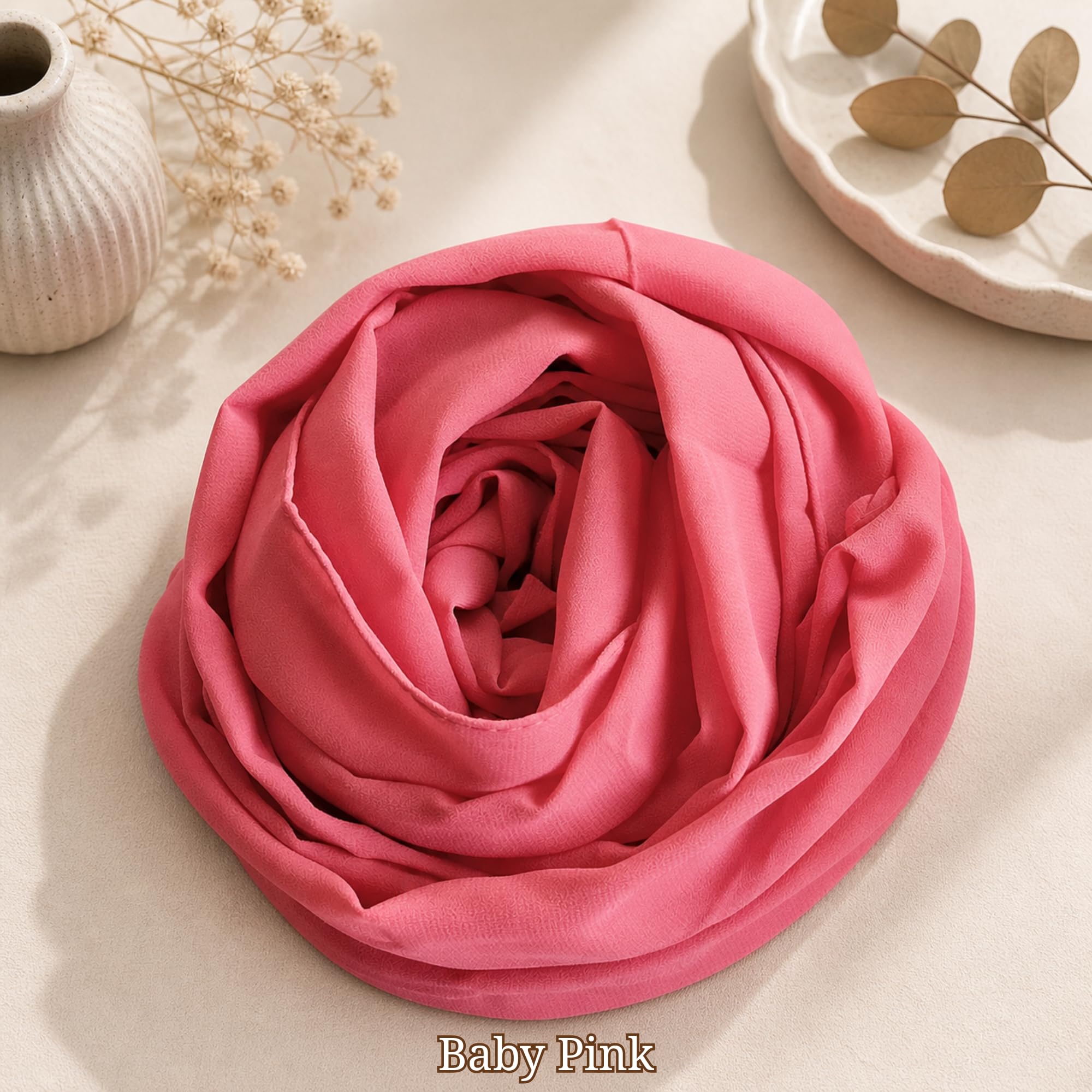 Leaf & FEATHER™ Hijab Scarf for Women | Chiffon Hijab Set | Georgette Dupatta | Soft Lightweight Breathable Shawl | Elegant Daily Wear | Pack of 3 (Mauve Pink - Baby Pink - Grey)