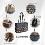 Stylique Large Canvas Jute Cotton Tote Handbag | Stylish Women Shoulder Bag | Premium Office Laptop Shopper with Zipper | Reusable College Travel Casual Work Purse (Blue)