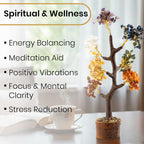 The Vega Starr 7 Chakra Crystal Tree for Healing - 300 Beads Natural Gemstone Tree for Positive Energy, Money & Good Luck - Vastu Correction & Reiki Chakra Alignment - 10-11 Inch Handcrafted Gift