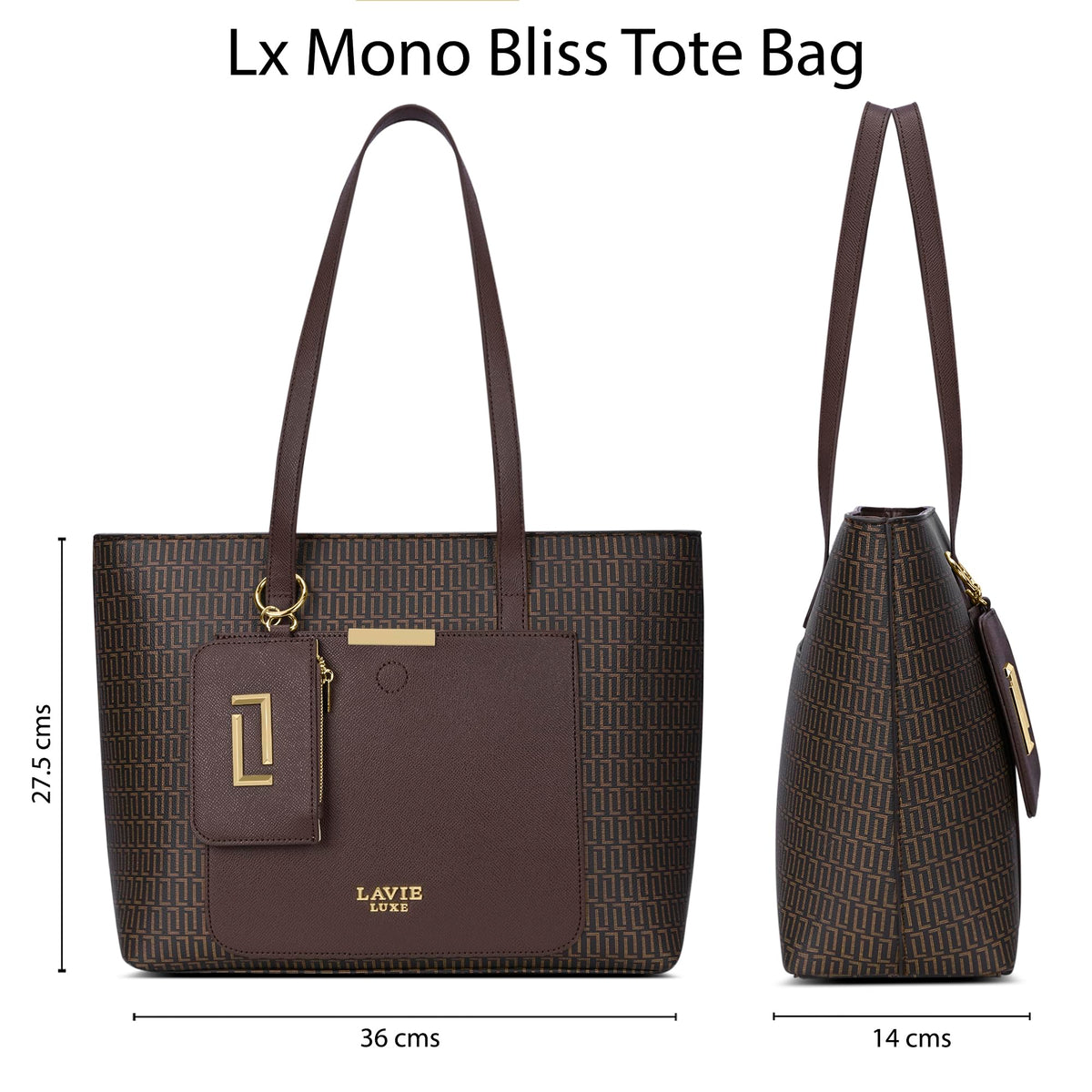 Lavie Luxe Women's Monogram Bliss Tote Handbag | Tote Bag For Work | Ladies purse | Stylish Shoulder Bag | Gift For Women