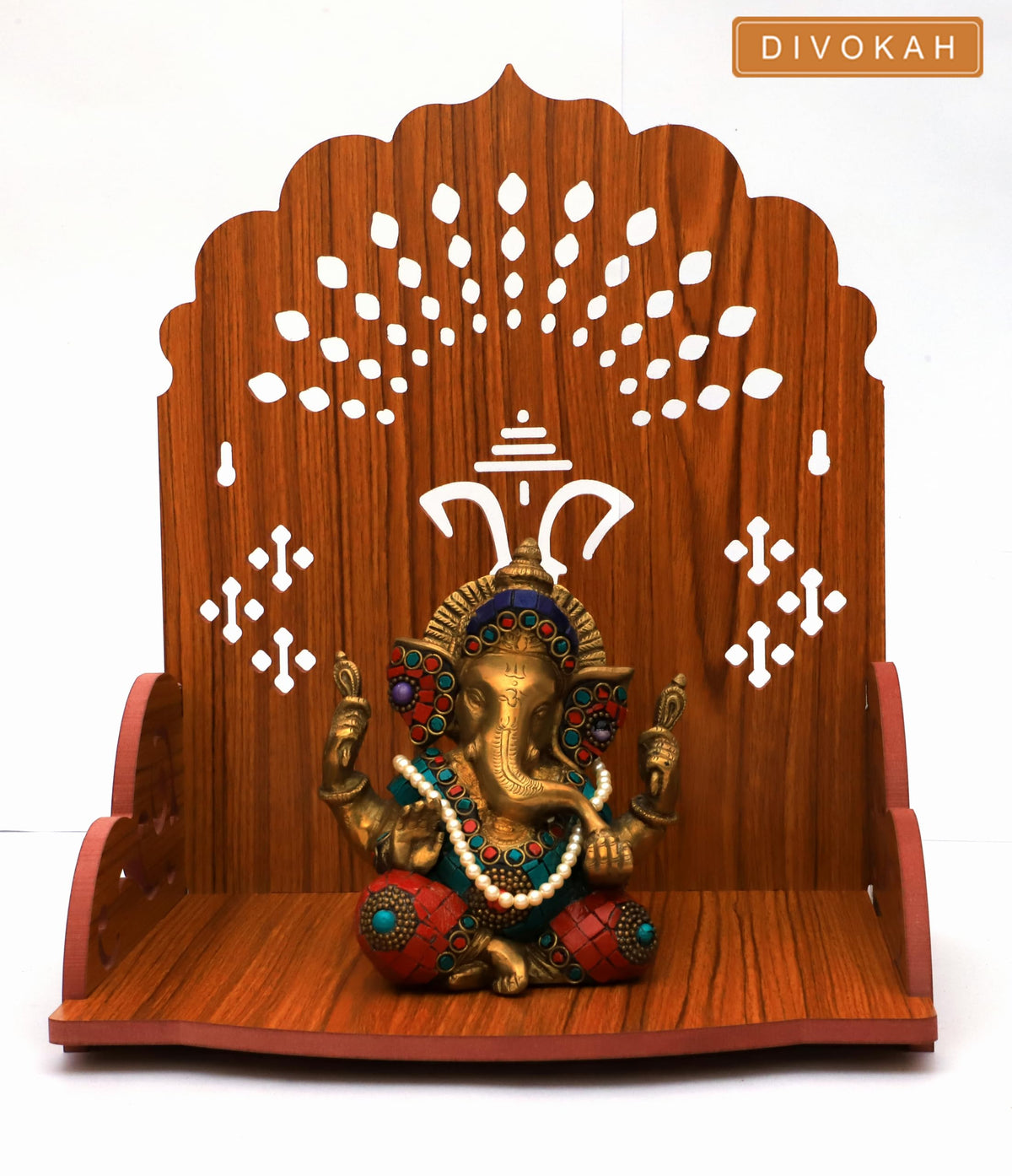 DIVOKAH® MDF Wooden Temple/Wooden chowki/Laddo Gopal Jhula/Swing/God singhasan (WDN SQRGNS)