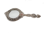 Prince White Metal Ladies Hand Mirror Silver Color