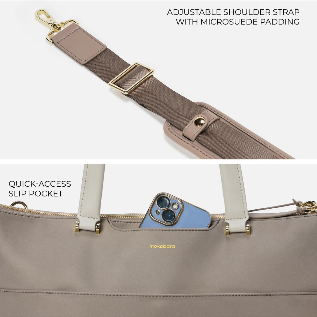 MOKOBARA Bliss Tote 12 5L Laptop Bag 15 6 Inch Office Travel Beige