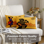 STITCHNEST Set of 2 Nritya Kala Collection Printed Jute Cushion Covers 12x18 Inches | Decorative Throw Pillow Covers for Sofa, Living Room, Bedroom | Perfect for Home Decor