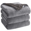 GADDA CO Premium Single Bed Sherpa Blanket | Ultra Soft Flannel Fleece & Micromink Blanket | Lightweight Yet Warm for Summer AC, Mild & Heavy Winter | Grey | 150 x 228 cm | 200 TC Kafalo