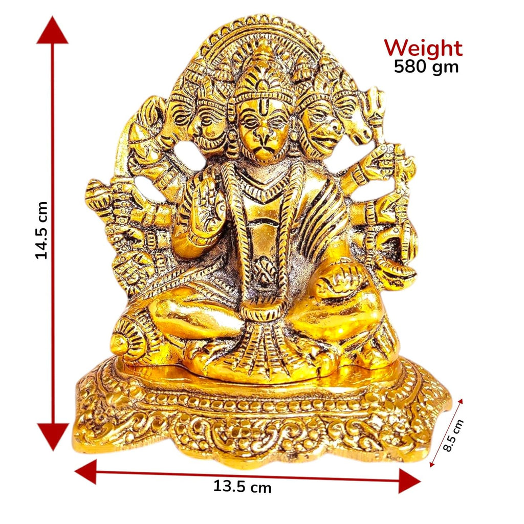 KridayKraft Panchmukhi Hanuman ji Metal Statue,Bajrangbali Murti for Pooja Room & Decor Your Home,Office,Religious Idol Gift Article,Showpiece Figurines...