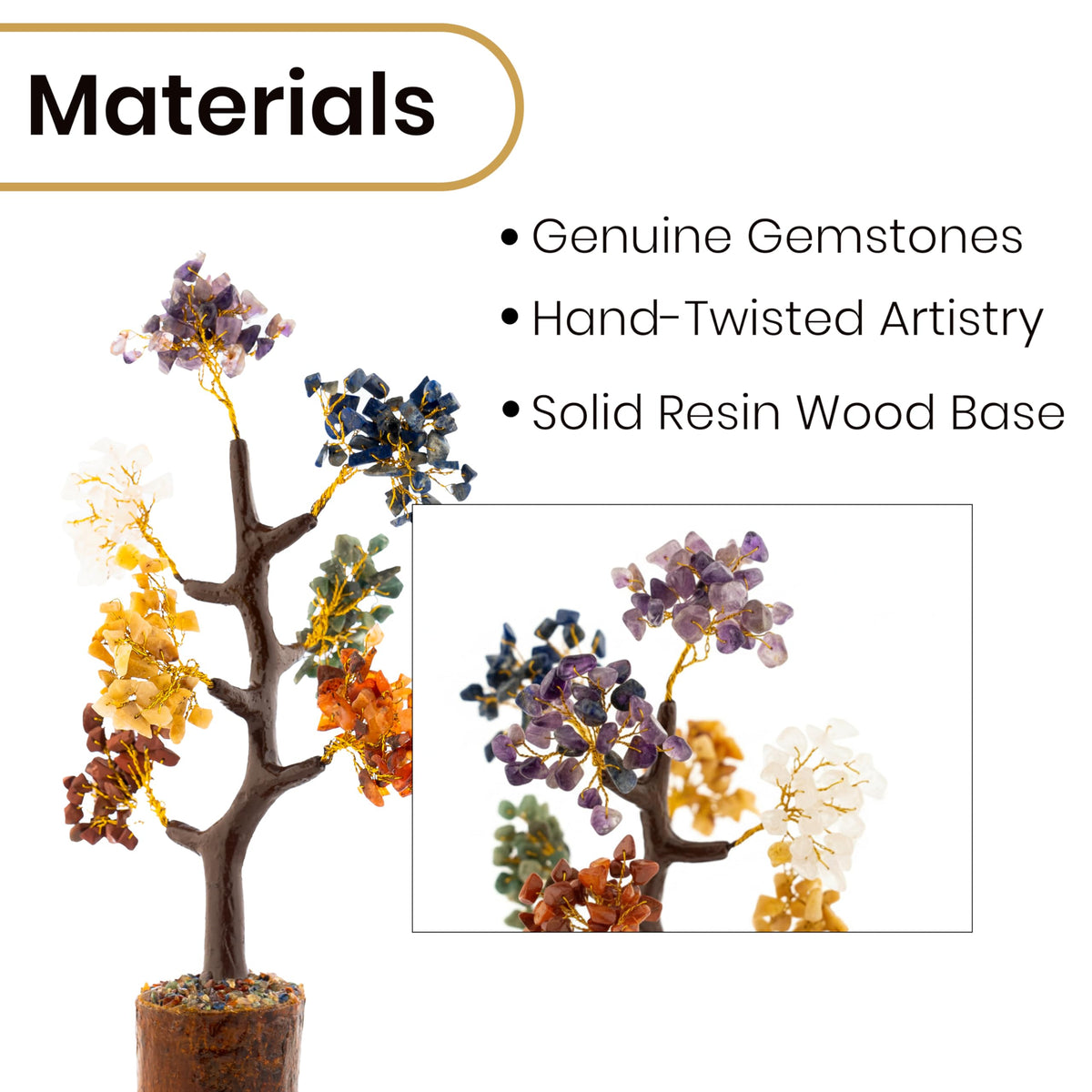 The Vega Starr 7 Chakra Crystal Tree for Healing - 300 Beads Natural Gemstone Tree for Positive Energy, Money & Good Luck - Vastu Correction & Reiki Chakra Alignment - 10-11 Inch Handcrafted Gift