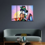 VIBECRAFTS Shree Radha Krishna 4 Pieces Canvas Wall Painting Fitted With Wooden Frame For Home | Office | Living Room | Gift(PTVC4Pcs1_13510)