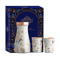 INDIAN ART VILLA Copper Gold Printed Bedroom Bottle with 2 Glass Set – 900 ML Bottle & 300 ML Glasses, Ayurvedic Drinkware Gift Set for Home, Office, and Gifting