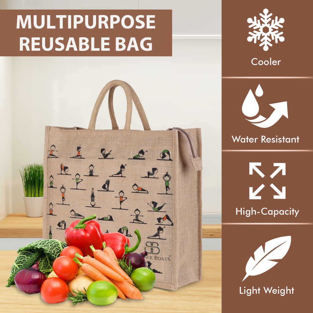BLACKBOXES Big Eco Cotton Canvas Shopping Bags for Carry Milk Grocery fruits Vegetable with Reinforced Handles jhola Bag - Kitchen Essential (16x5.5x14.5-inches) (green)