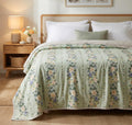 BSB HOME 100% Cotton Reversible Dohar Single Bed Size | AC Blanket Lightweight Summer Comforter | Soft Breathable Bed Blanket (152 x 225 cm) (Mint Blossom Garden) Kafalo