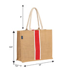 AQVA BLU Eco-Friendly Jute Hand Bag Tote -Reusable Tiffin Shopping Grocery Multipurpose Hand Bag with cotton Handle for Men and Women (Red)