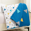 Story@Home Dohar Single Bed 100% Cotton AC Blanket for Summer 144x 220CM, 150GSM Ac Comforter and AC Blanket for Summer|White & Blue Geometric Pattern Reversible Duvet Quilt, All-Season Blanket Kafalo