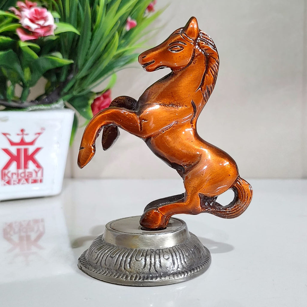 KridayKraft Jumping Horse Metal Statue for Wealth Table Top Figurine for Living Room Bedroom Home Office Animal Decorative Showpiece Feng Shui Vanstu Sculpture for Gift Purpose. (Copper)