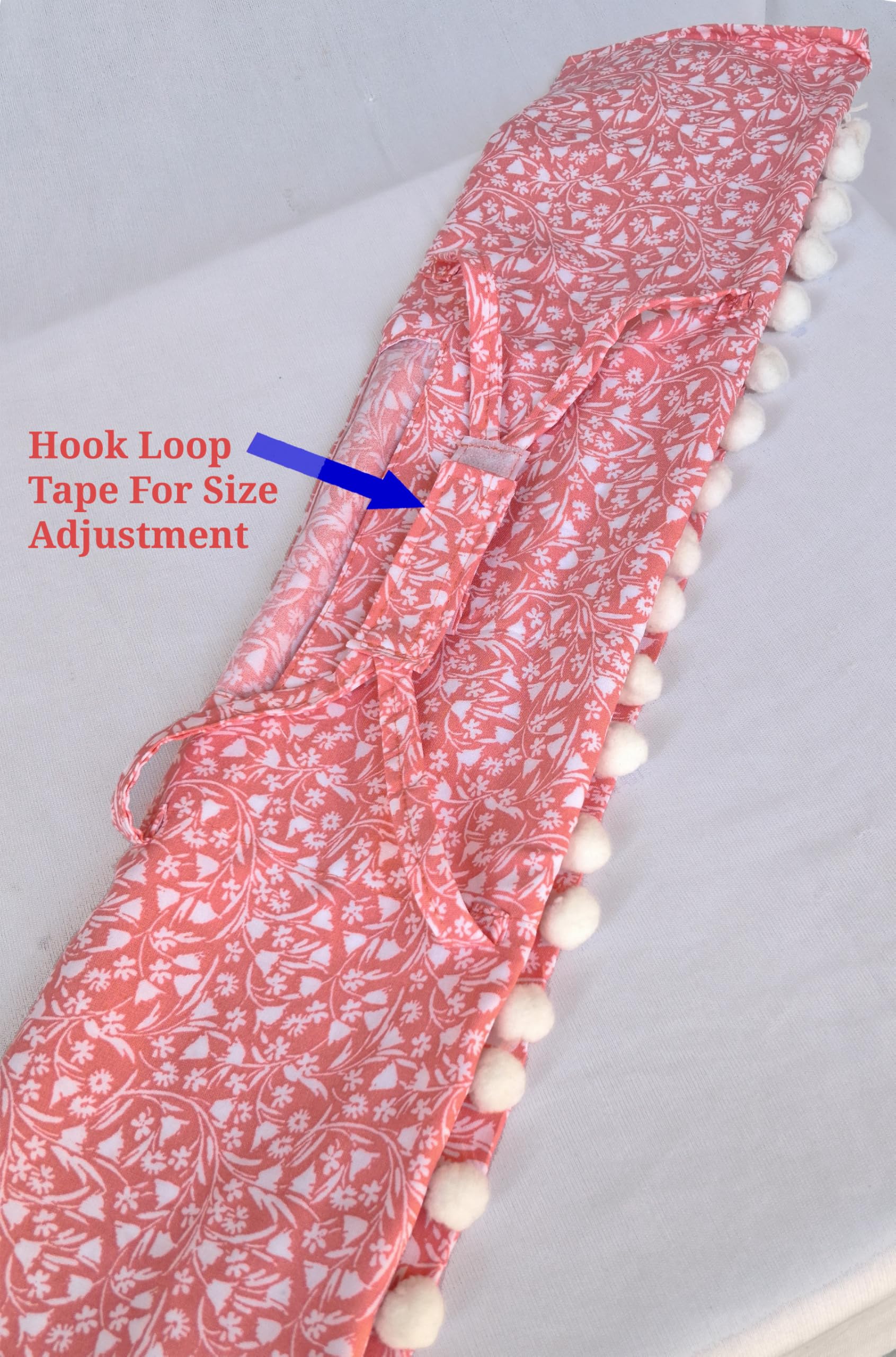 Switchon Scarf Hijab Rayon Printed fancy scarf for women Size Adjustable -Hook loop tape (Peach_White)