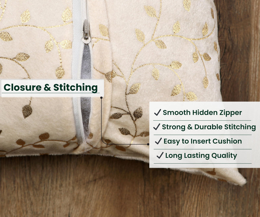 RD TREND® Velvet Rectangular 12x18 Inches Cushion Covers Set of 2 | Throw Pillow Covers for Sofa, Bed & Living Room | Perfect for Home Décor Cream Caramel
