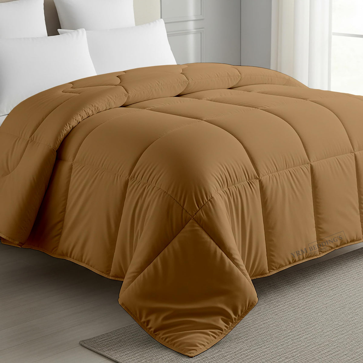 MeckHome Culture MHC- 800 Series Quilted Comforter 300-GSM Microfiber Soft/Fluffy Hypoallergenic Comforter/Quilt/Dohar/Rajai for (92 x 106 Inches) King Size Comforter -Beige Kafalo