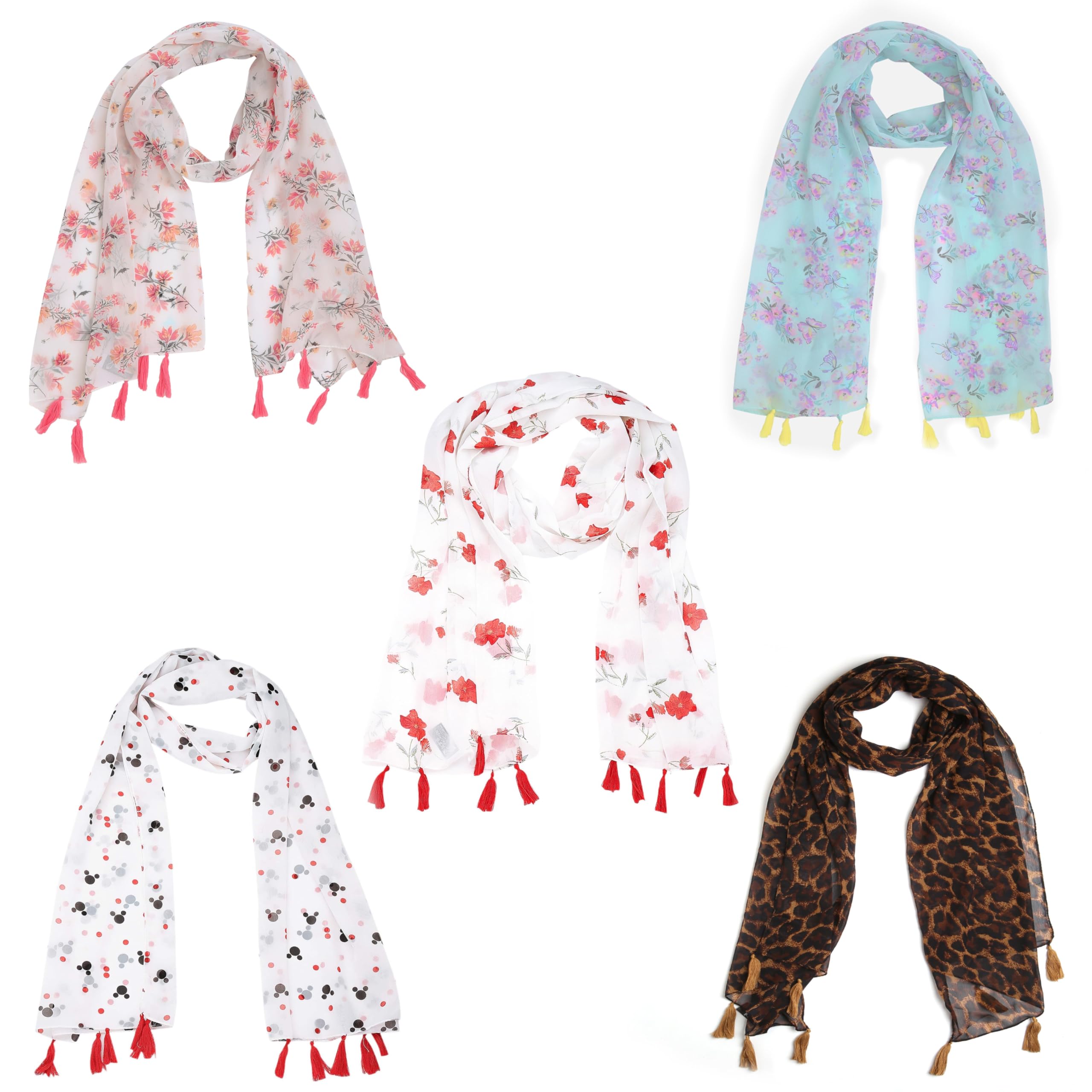 SAHIL SCARF Premium Multicolor Scarf Lightweight & Comfortable for All Seasons Combo of 5 (180x55cm)